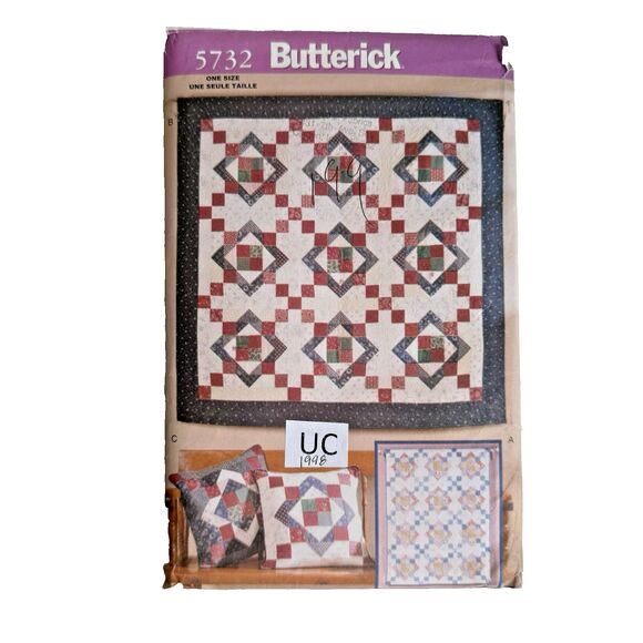 Butterick 5732 Aunt Nancy’s Quilt Pattern Blanket Pillows Throw UNCUT - Picture 1 of 2